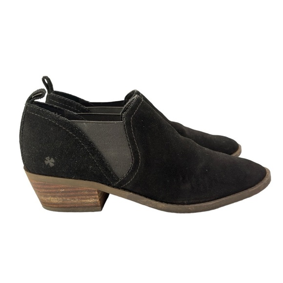 Lucky Brand Fallo Booties Women’s Size 8 M Black Suede Pull On Low Ankle Boot - Picture 2 of 10